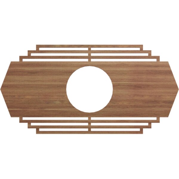 Ekena Millwork Chrysler Wood Fretwork Pierced Ceiling Medallion, Walnut, 18"W x 9"H x 4 3/4"ID x 3/8"T CMWP18X09X0375CSWA - main